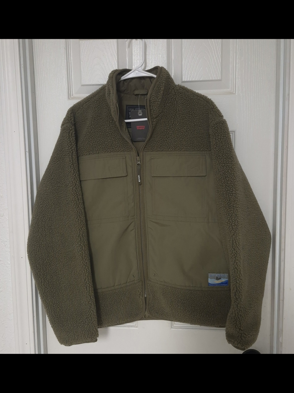 Levi's Olive Sherpa Zip-Up Jacket